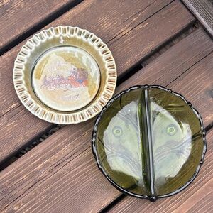 Vintage Ceramic and glass Ash Trays with Carriage and Fish Design